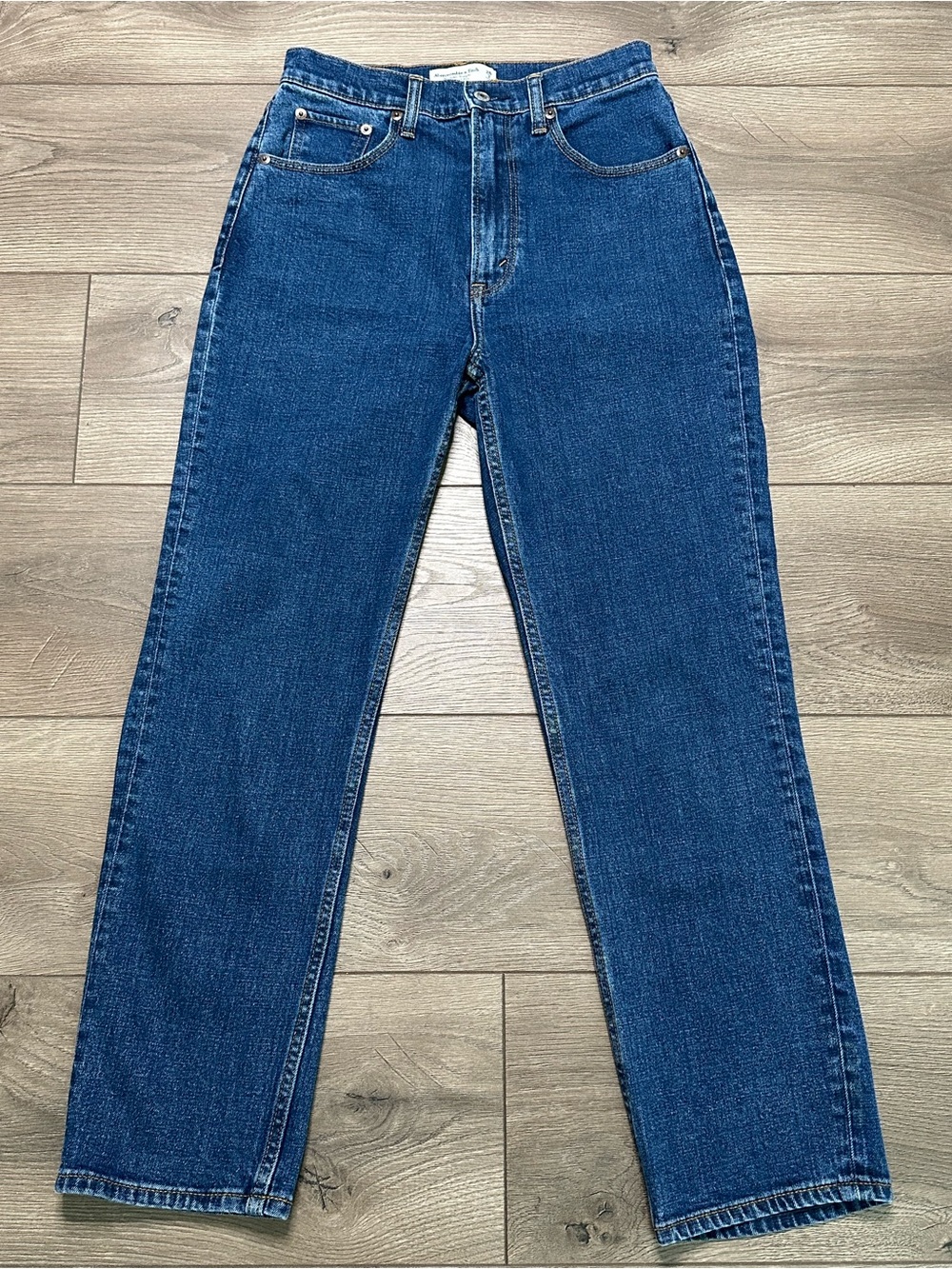 Abercrombie & Fitch Ankle Straight Ultra High Rise Curve Love Blue Jeans Size 26